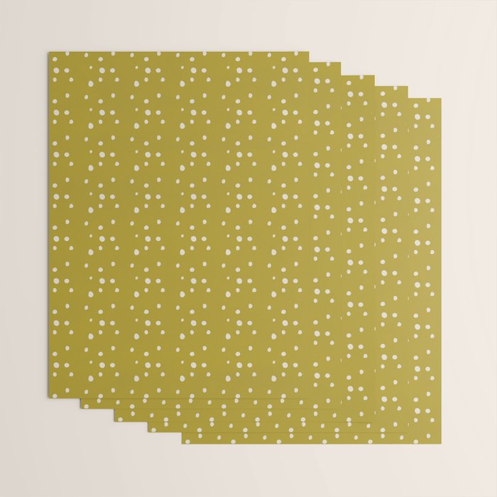 Chartreuse Snow Dots Wrapping Paper Gallery Image 3