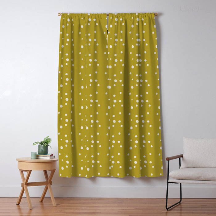 Chartreuse Snow Dots Window Curtain Gallery Image 5