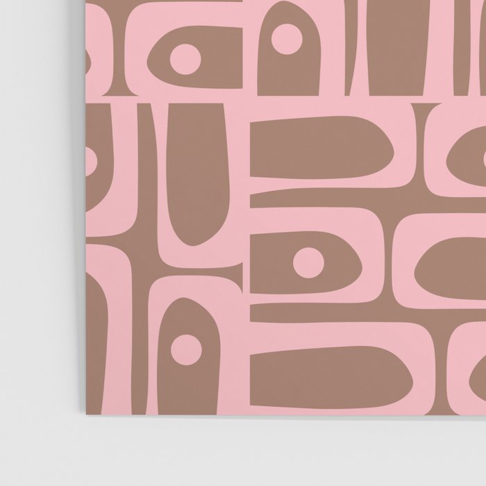 Mid Century Modern Piquet Abstract Multi Geometric Pattern in Mocha Brown and Light Pink Poster Gallery Image 3