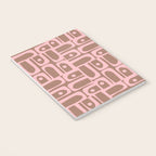 Mid Century Modern Piquet Abstract Multi Geometric Pattern in Mocha Brown and Light Pink Notebook Gallery Image 3