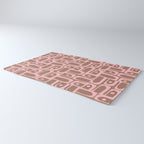 Mid Century Modern Piquet Abstract Multi Geometric Pattern in Mocha Brown and Light Pink Rug Gallery Image 3