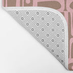 Mid Century Modern Piquet Abstract Multi Geometric Pattern in Mocha Brown and Light Pink Bath Mat Gallery Image 2
