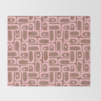 Mid Century Modern Piquet Abstract Multi Geometric Pattern in Mocha Brown and Light Pink Throw Blanket Gallery Image 2