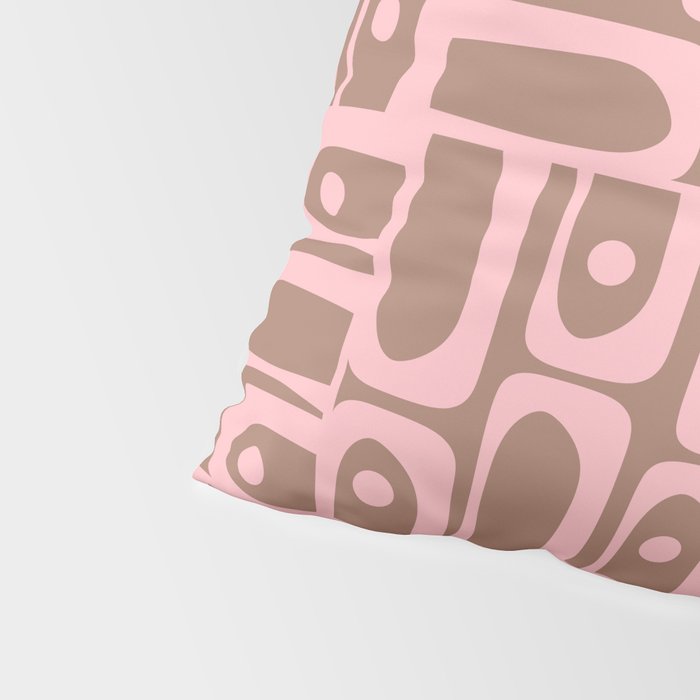 Mid Century Modern Piquet Abstract Multi Geometric Pattern in Mocha Brown and Light Pink Pillow Sham Gallery Image 4