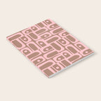 Mid Century Modern Piquet Abstract Multi Geometric Pattern in Mocha Brown and Light Pink Notebook Gallery Image 2