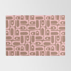 Mid Century Modern Piquet Abstract Multi Geometric Pattern in Mocha Brown and Light Pink Rug Gallery Image 2