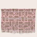 Mid Century Modern Piquet Abstract Multi Geometric Pattern in Mocha Brown and Light Pink Wall Hanging Gallery Image 1