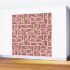 Mid Century Modern Piquet Abstract Multi Geometric Pattern in Mocha Brown and Light Pink Wall Mural Gallery Image 2