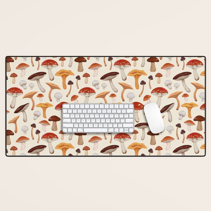 Mushroom Medley Pattern - Neutral Desk Mat Gallery Image 1