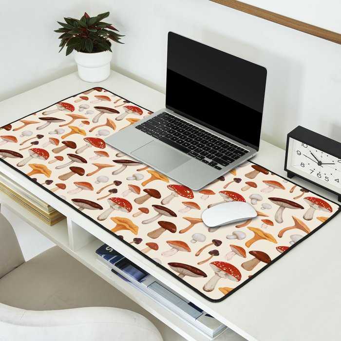 Mushroom Medley Pattern - Neutral Desk Mat Gallery Image 2