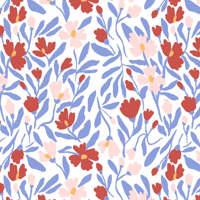 Blue and Orange vibrant bold flowers Coffee Mug Gallery Image 2