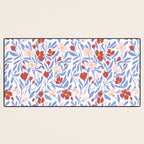 Blue and Orange vibrant bold flowers Desk Mat Gallery Image 3