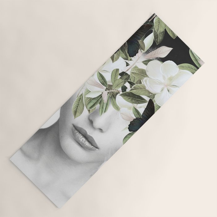 Woman With Flowers and Butterflies 3 Yoga Mat Gallery Image 1