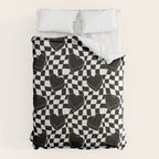 Black and white checkered love heart pattern Comforter Gallery Image 6