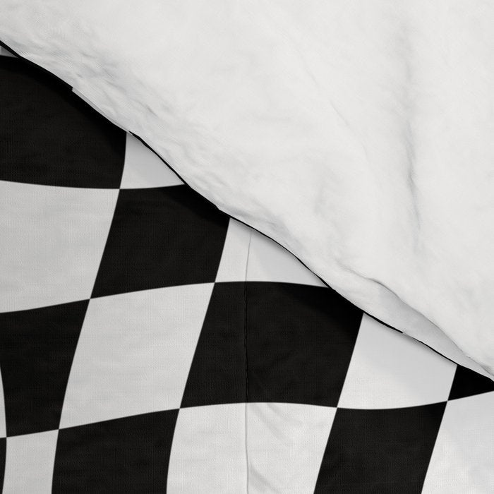 Black and white checkered love heart pattern Comforter Gallery Image 4