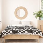 Black and white checkered love heart pattern Duvet Cover Gallery Image 3