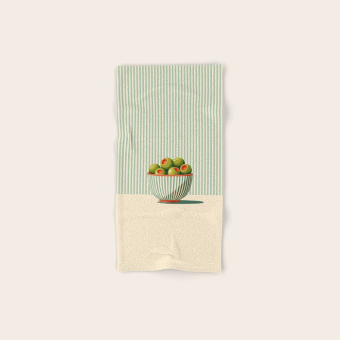 Retro Olive Bowl Illustration Bath Towel Gallery Image 1