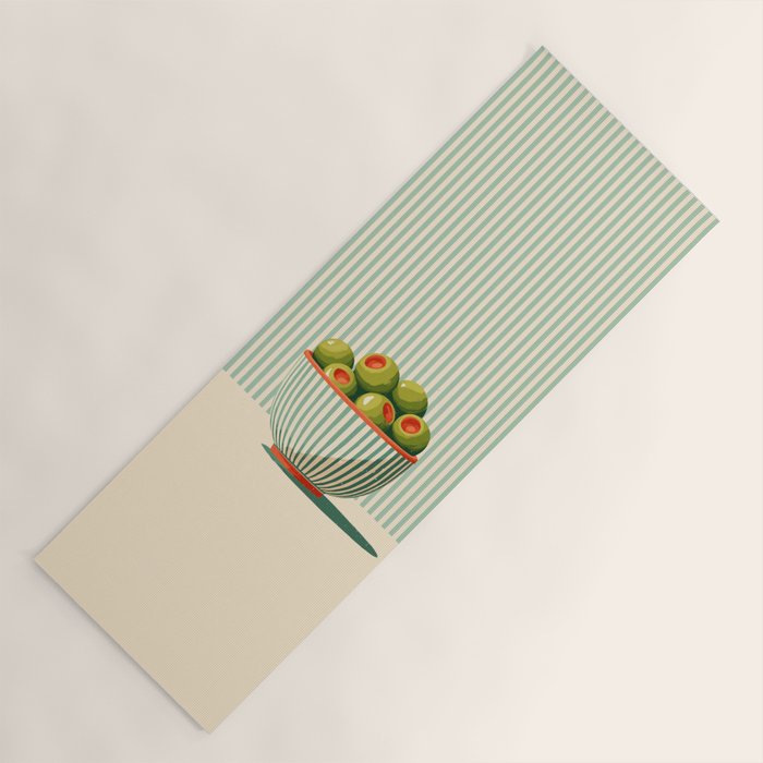Retro Olive Bowl Illustration Yoga Mat Gallery Image 1
