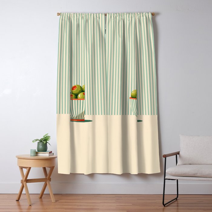 Retro Olive Bowl Illustration Window Curtain Gallery Image 1