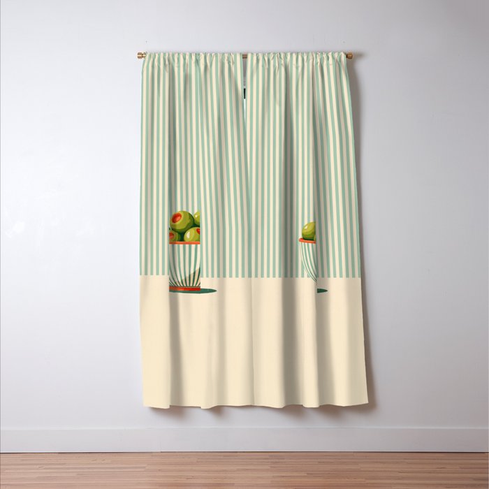 Retro Olive Bowl Illustration Window Curtain Gallery Image 3
