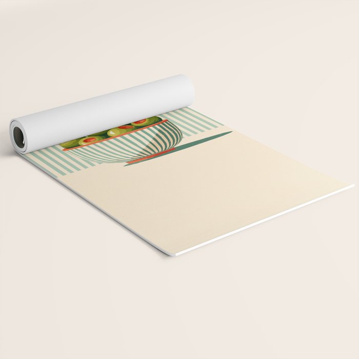 Retro Olive Bowl Illustration Yoga Mat Gallery Image 2