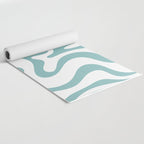 Retro Liquid Swirl Abstract Pattern in Soft Light Teal Blue and White Yoga Mat Gallery Image 2