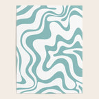 Retro Liquid Swirl Abstract Pattern in Soft Light Teal Blue and White Poster Gallery Image 4