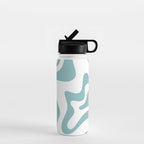 Retro Liquid Swirl Abstract Pattern in Soft Light Teal Blue and White Water Bottle Gallery Image 1