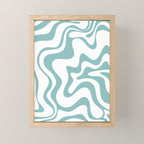 Retro Liquid Swirl Abstract Pattern in Soft Light Teal Blue and White Mini Art Print Gallery Image 1