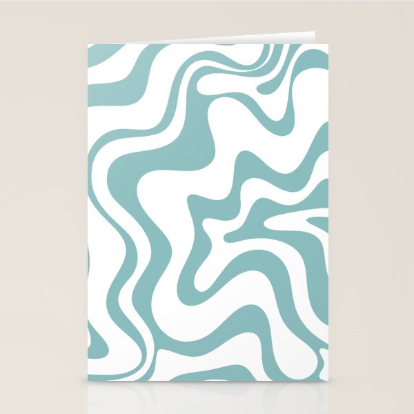 Retro Liquid Swirl Abstract Pattern in Soft Light Teal Blue and White Stationery Card Gallery Image 1