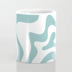 Retro Liquid Swirl Abstract Pattern in Soft Light Teal Blue and White Coffee Mug Gallery Image 4