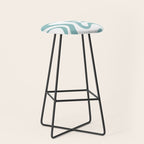 Retro Liquid Swirl Abstract Pattern in Soft Light Teal Blue and White Stool Gallery Image 1