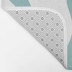 Retro Liquid Swirl Abstract Pattern in Soft Light Teal Blue and White Bath Mat Gallery Image 2