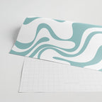 Retro Liquid Swirl Abstract Pattern in Soft Light Teal Blue and White Wrapping Paper Gallery Image 2