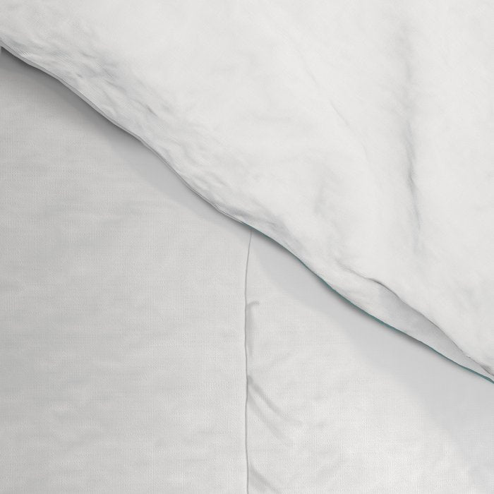 Retro Liquid Swirl Abstract Pattern in Soft Light Teal Blue and White Comforter Gallery Image 4
