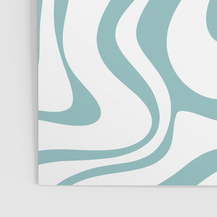 Retro Liquid Swirl Abstract Pattern in Soft Light Teal Blue and White Poster Gallery Image 3