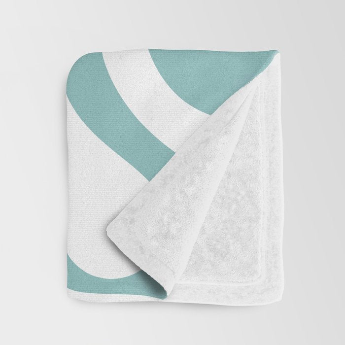 Retro Liquid Swirl Abstract Pattern in Soft Light Teal Blue and White Throw Blanket Gallery Image 3