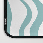 Retro Liquid Swirl Abstract Pattern in Soft Light Teal Blue and White Laptop Sleeve Gallery Image 3