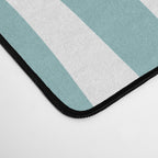 Retro Liquid Swirl Abstract Pattern in Soft Light Teal Blue and White Desk Mat Gallery Image 4