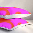 Pink Retro Flowers Orange Red Background #decor #society6 #buyart Pillow Sham Gallery Image 3