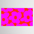 Pink Retro Flowers Orange Red Background #decor #society6 #buyart Tablecloth Gallery Image 2