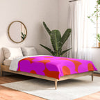 Pink Retro Flowers Orange Red Background #decor #society6 #buyart Comforter Gallery Image 2