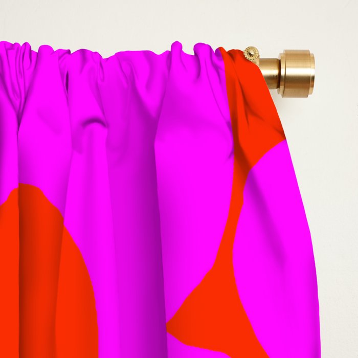 Pink Retro Flowers Orange Red Background #decor #society6 #buyart Window Curtain Gallery Image 2