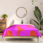 Pink Retro Flowers Orange Red Background #decor #society6 #buyart Comforter Gallery Image 3