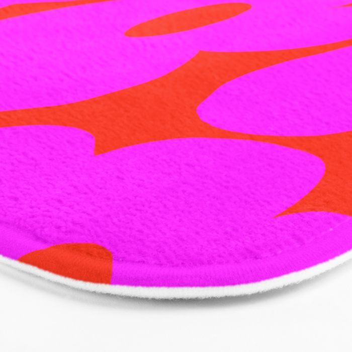 Pink Retro Flowers Orange Red Background #decor #society6 #buyart Bath Mat Gallery Image 3