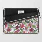 Mauve Pink Forest Green Watercolor Flowers Leaves Laptop Sleeve Gallery Image 2