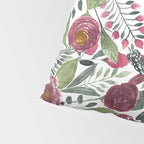 Mauve Pink Forest Green Watercolor Flowers Leaves Pillow Sham Gallery Image 4
