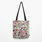 Mauve Pink Forest Green Watercolor Flowers Leaves Tote Bag Gallery Image 2