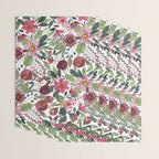 Mauve Pink Forest Green Watercolor Flowers Leaves Wrapping Paper Gallery Image 3