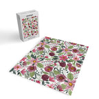 Mauve Pink Forest Green Watercolor Flowers Leaves Jigsaw Puzzle Gallery Image 2